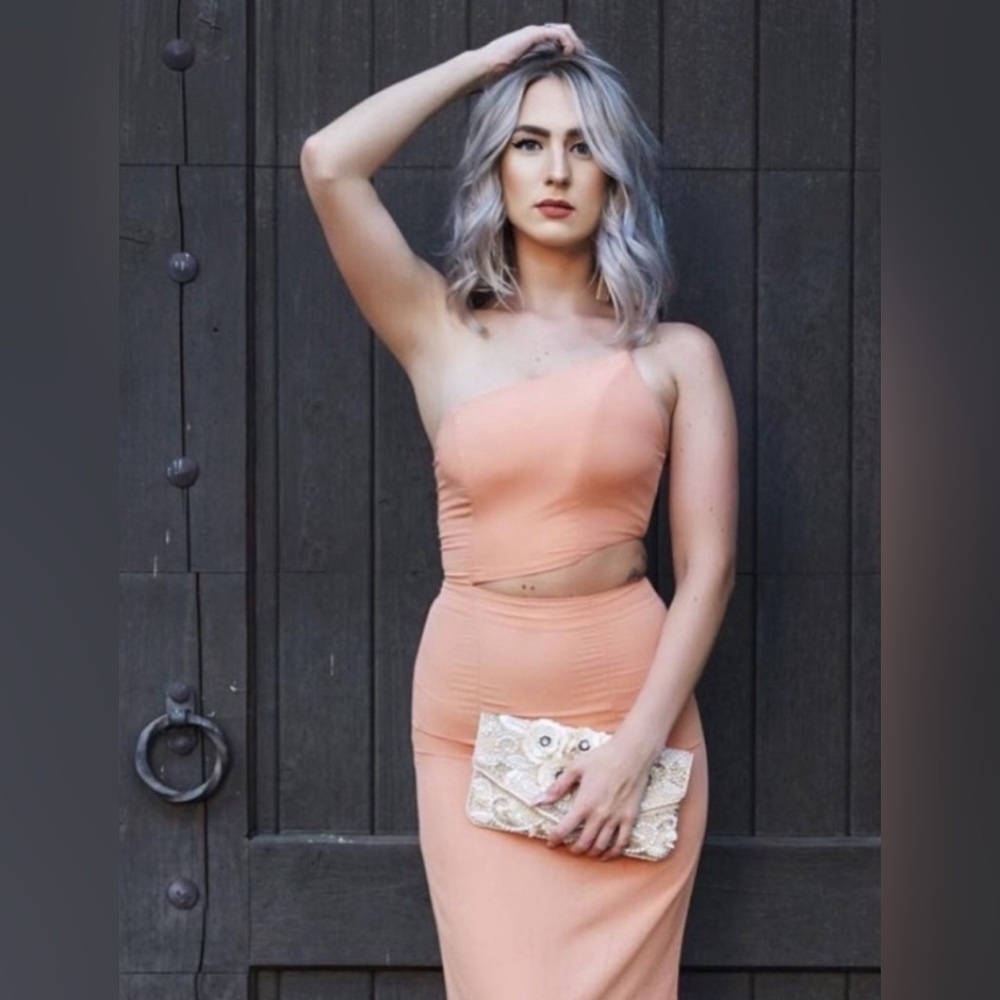 SABO SKIRT Peach Asymmetric Maxi with mermaid skirt. New with tags.